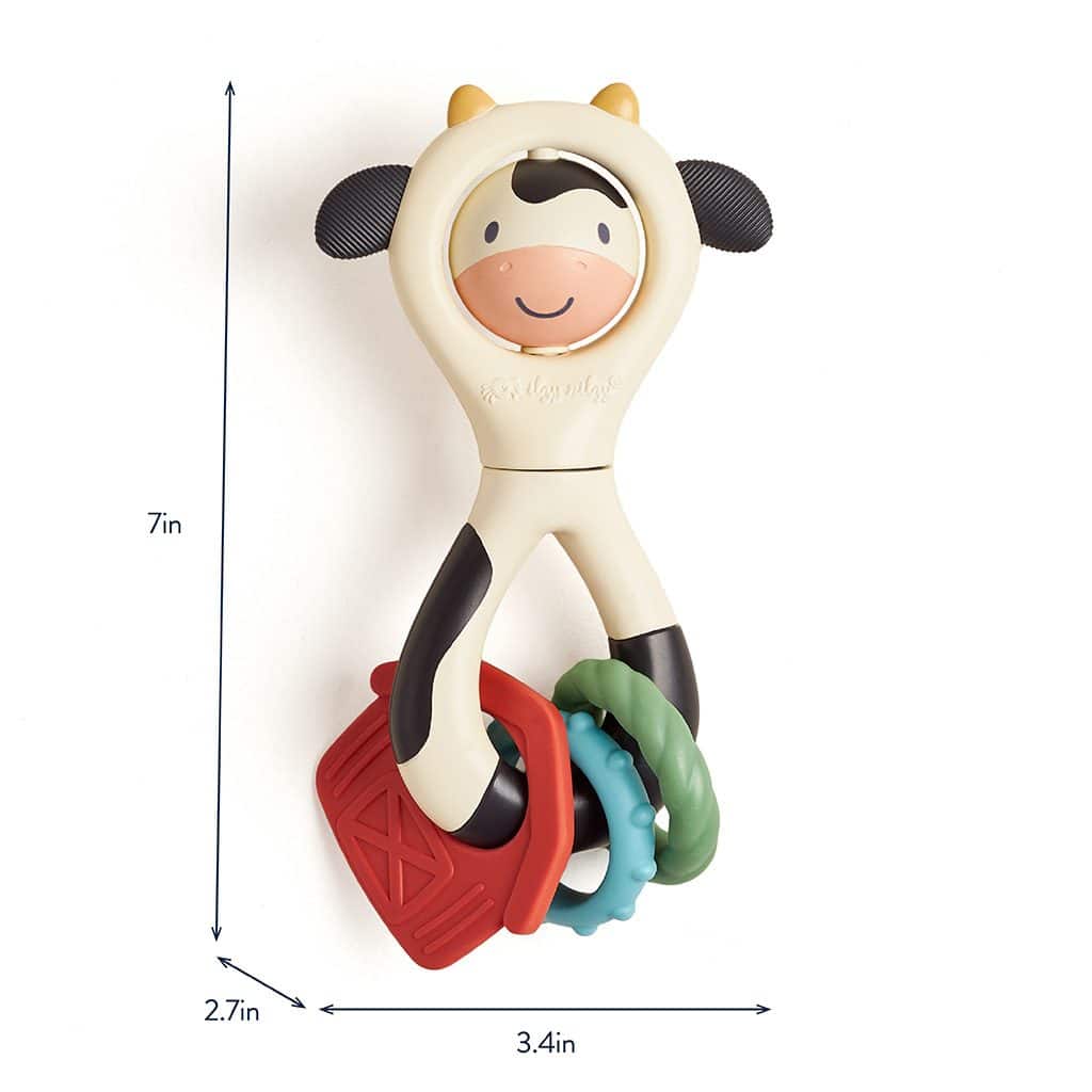 Itzy Ritzy Itzy Spinner sensory teething rattle in the Cow design Itzy Ritzy Itzy Spinner sensory teething rattle in the Cow design