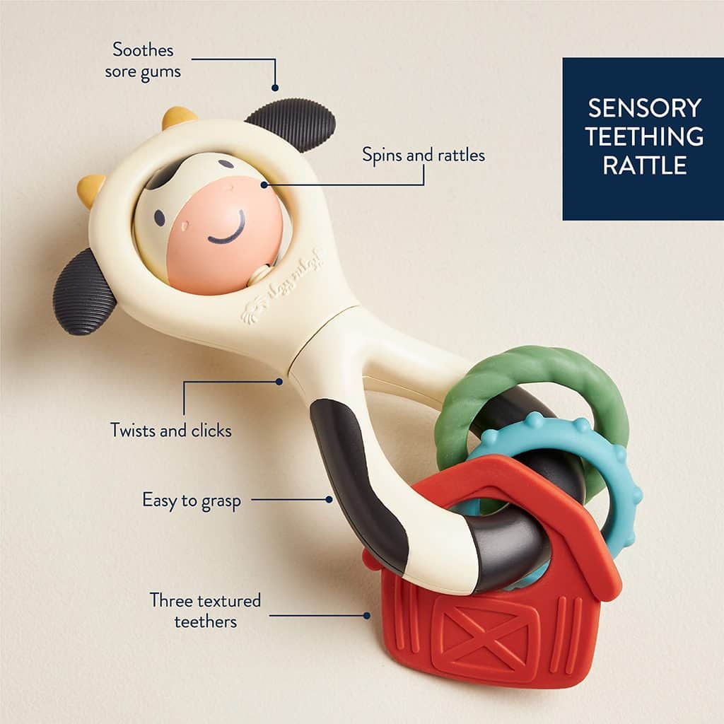 Itzy Ritzy Itzy Spinner sensory teething rattle in the Cow design Itzy Ritzy Itzy Spinner sensory teething rattle in the Cow design