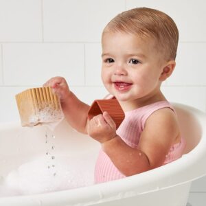 Itzy Ritzy Itzy Sprinkle stacking and nesting bath cups in Sage Rainbow