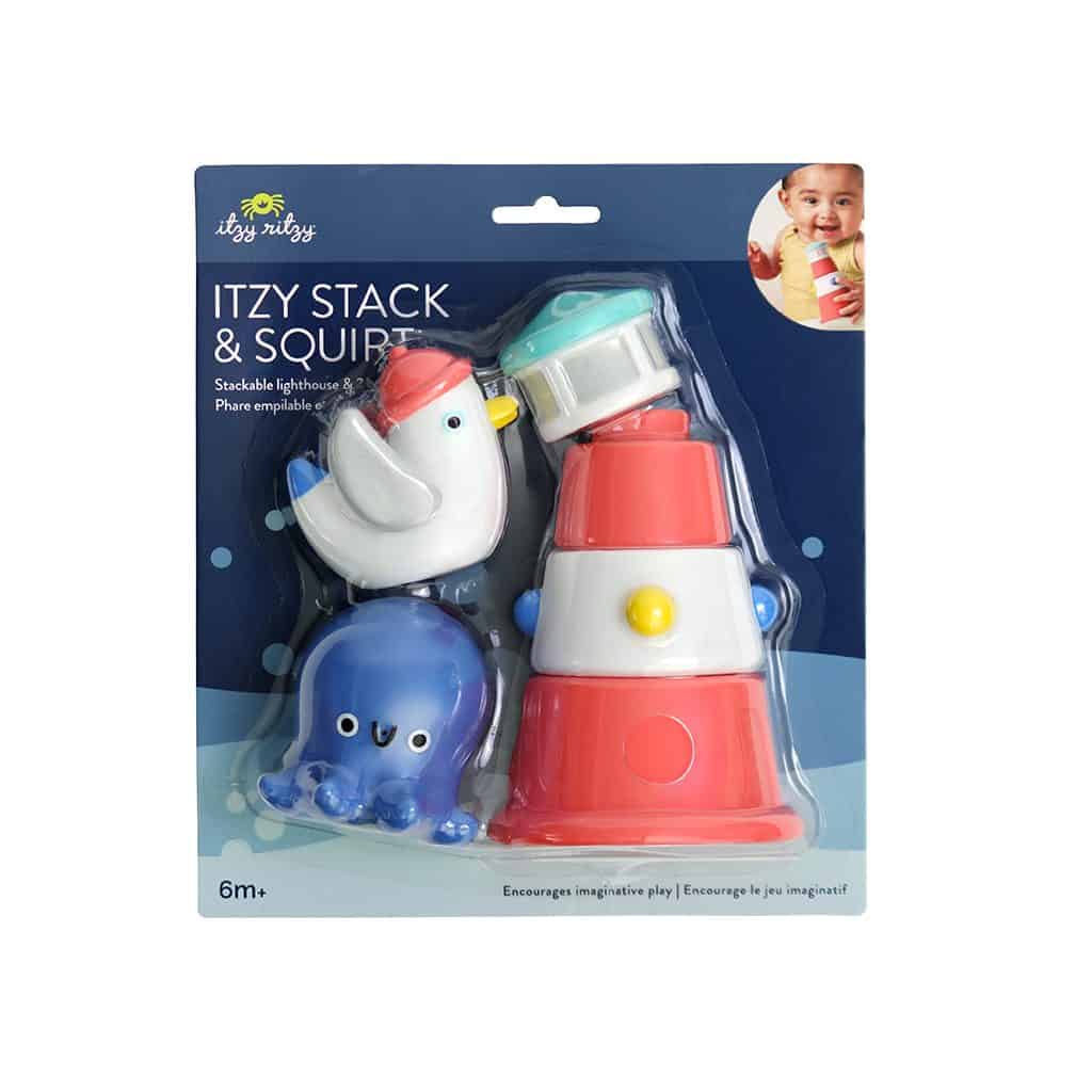 Itzy Ritzy Stack and Squirt stackable lighthouse bath toy with octopus and seagull squirters Itzy Ritzy Stack and Squirt stackable lighthouse bath toy with octopus and seagull squirters