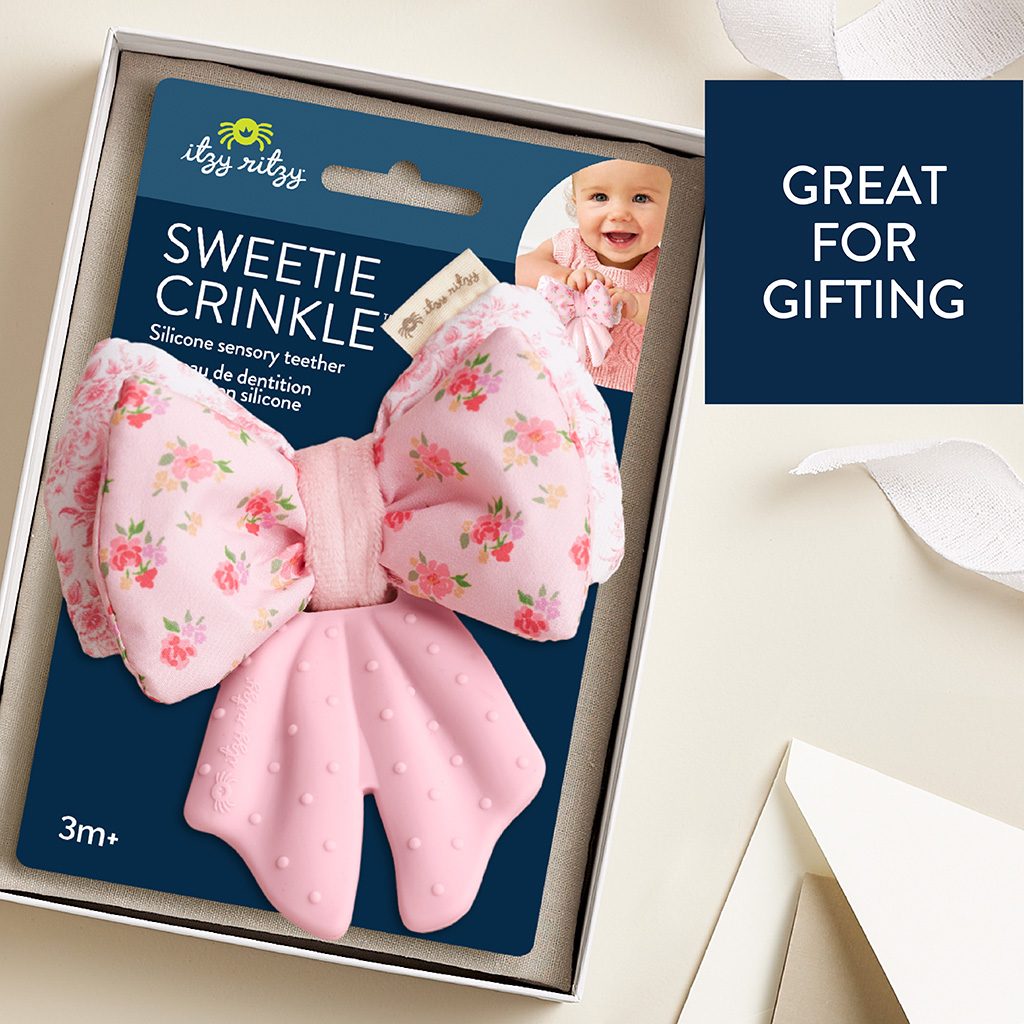 Itzy Ritzy Sweetie Crinkle silicone sensory teether Bow product photo 5