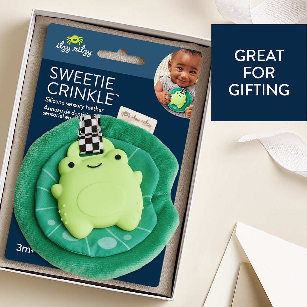 Itzy Ritzy Sweetie Crinkle silicone sensory teether Frog product photo 3