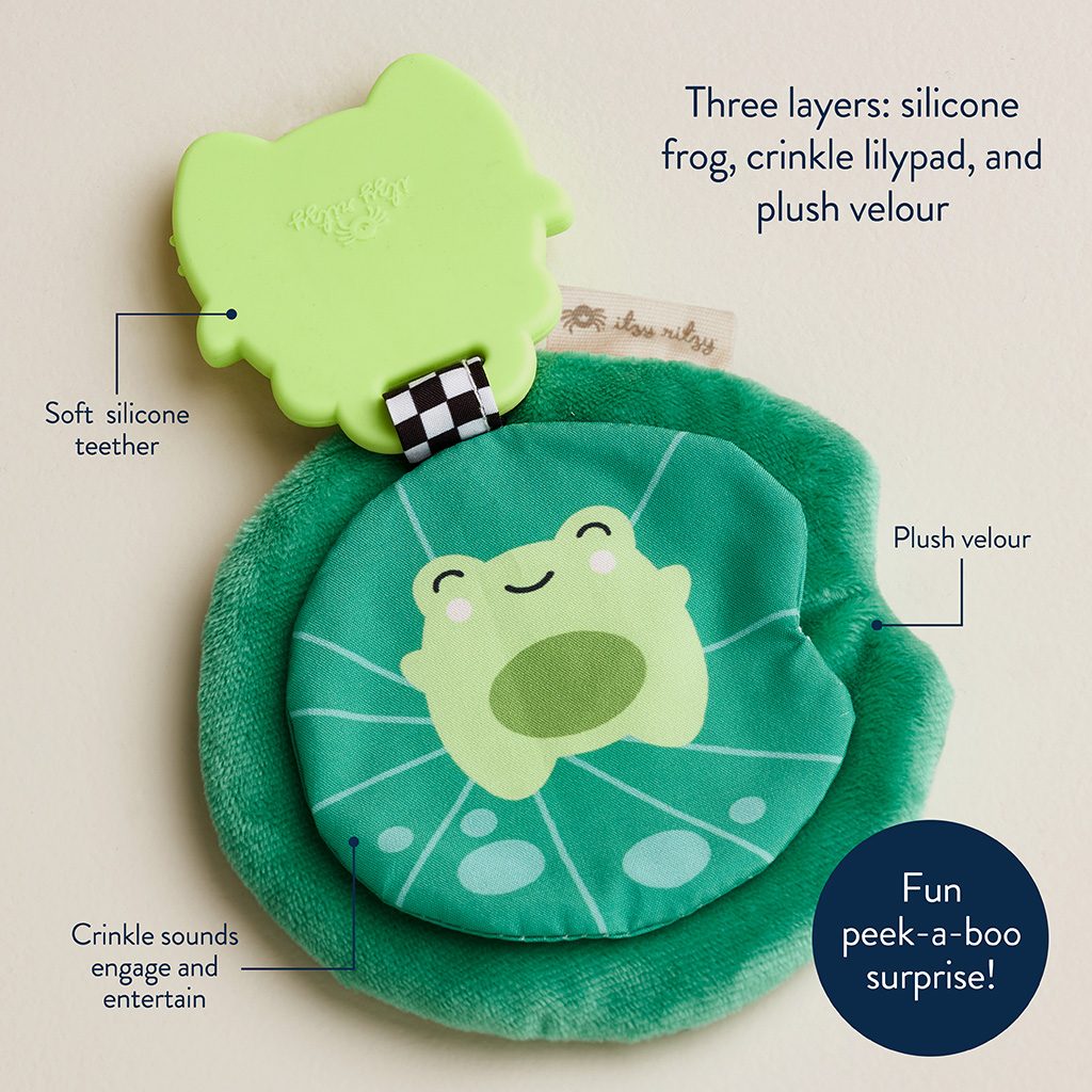 Itzy Ritzy Sweetie Crinkle silicone sensory teether Frog product photo 5