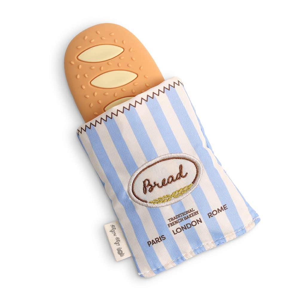 Itzy Ritzy Teensy Crinkle silicone sensory teether in the Baguette design Itzy Ritzy Teensy Crinkle silicone sensory teether in the Baguette design