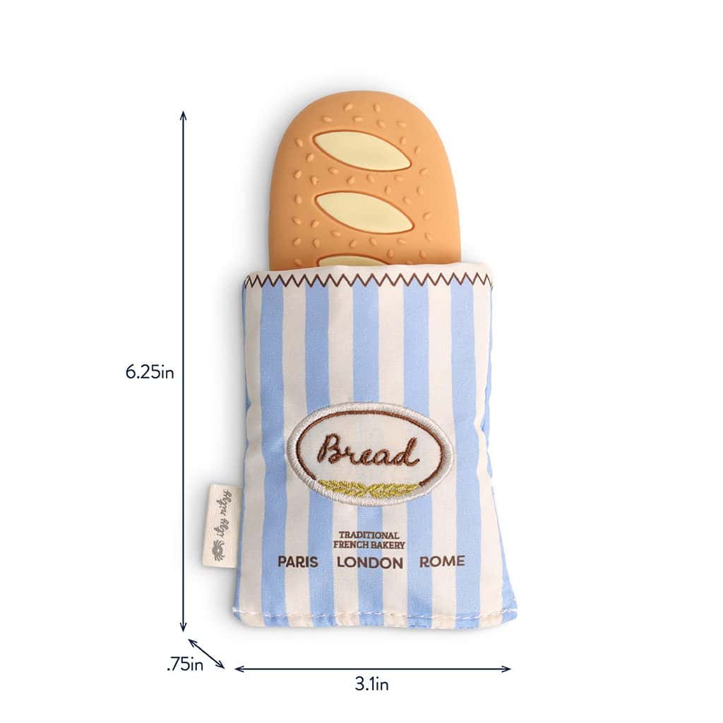 Itzy Ritzy Teensy Crinkle silicone sensory teether in the Baguette design Itzy Ritzy Teensy Crinkle silicone sensory teether in the Baguette design