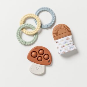 Itzy Ritzy Itzy Teether gift set with teething mitt, popper teether and linking rings