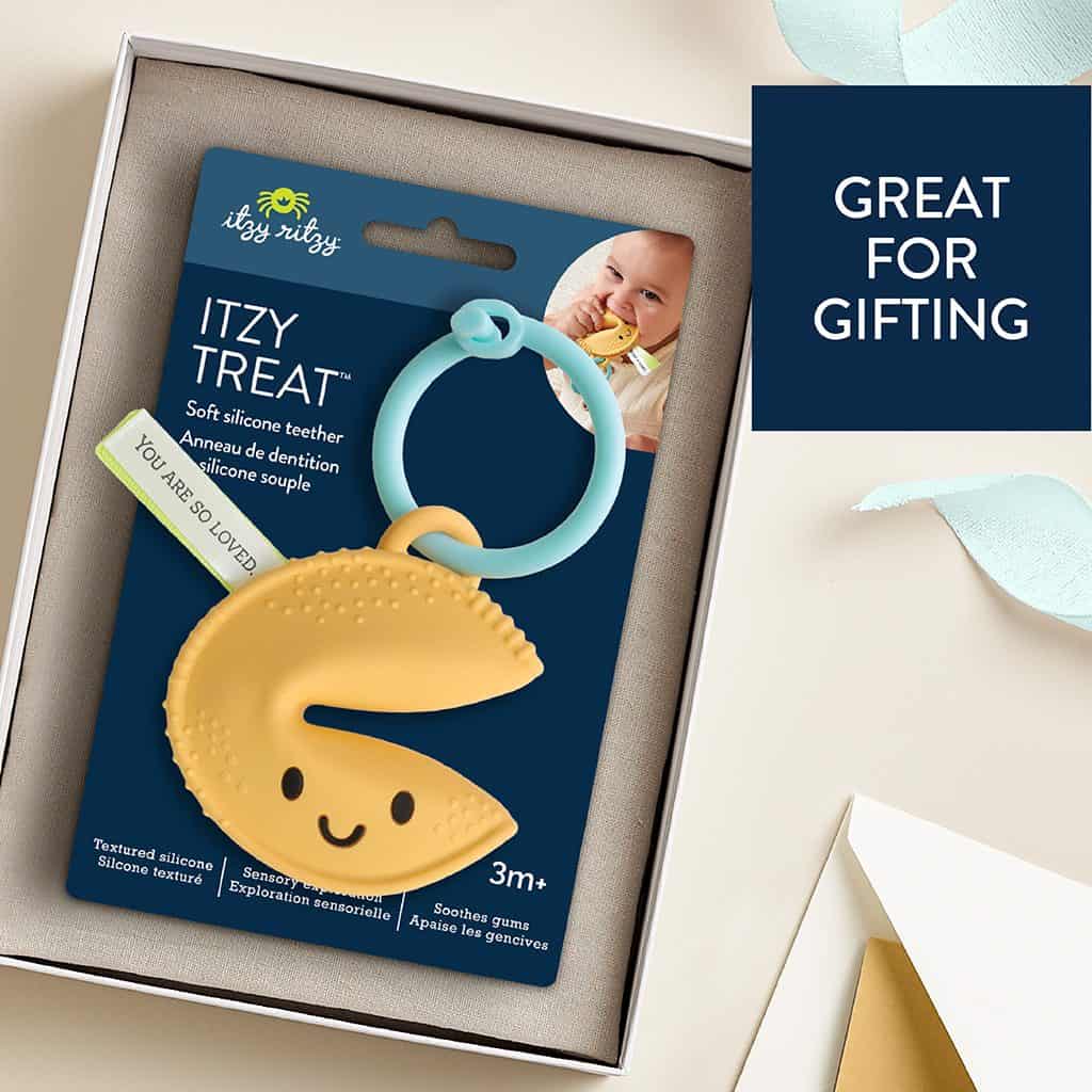 Itzy Ritzy Itzy Treat fortune cookie silicone teether Itzy Ritzy Itzy Treat fortune cookie silicone teether