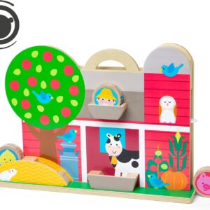 Private: Melissa & Doug GO Tots Barnyard Schoolyard Tumble Roll Ride Bus Town House Wooden Race Cars