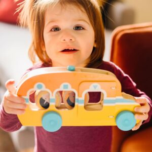 Private: Melissa & Doug GO Tots Wooden Roll & Ride Bus 3 Disks Infants Toddlers Car Vehicle Development Play