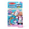 melissadoug-stickerwow-4 Melissa & Doug Sticker WOW Activity Pad Sticker Stamper Mini set for ages 3+, includes 300 stickers, 24 pages, a refillable stamper, and is shown in its packaging.