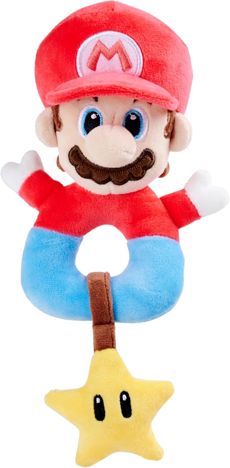 Super Mario Bros My Mario Grabber with Rattle Plush Baby Grasp Toy Crinkle Star Infant Super Mario Bros My Mario Grabber with Rattle Plush Baby Grasp Toy Crinkle Star Infant