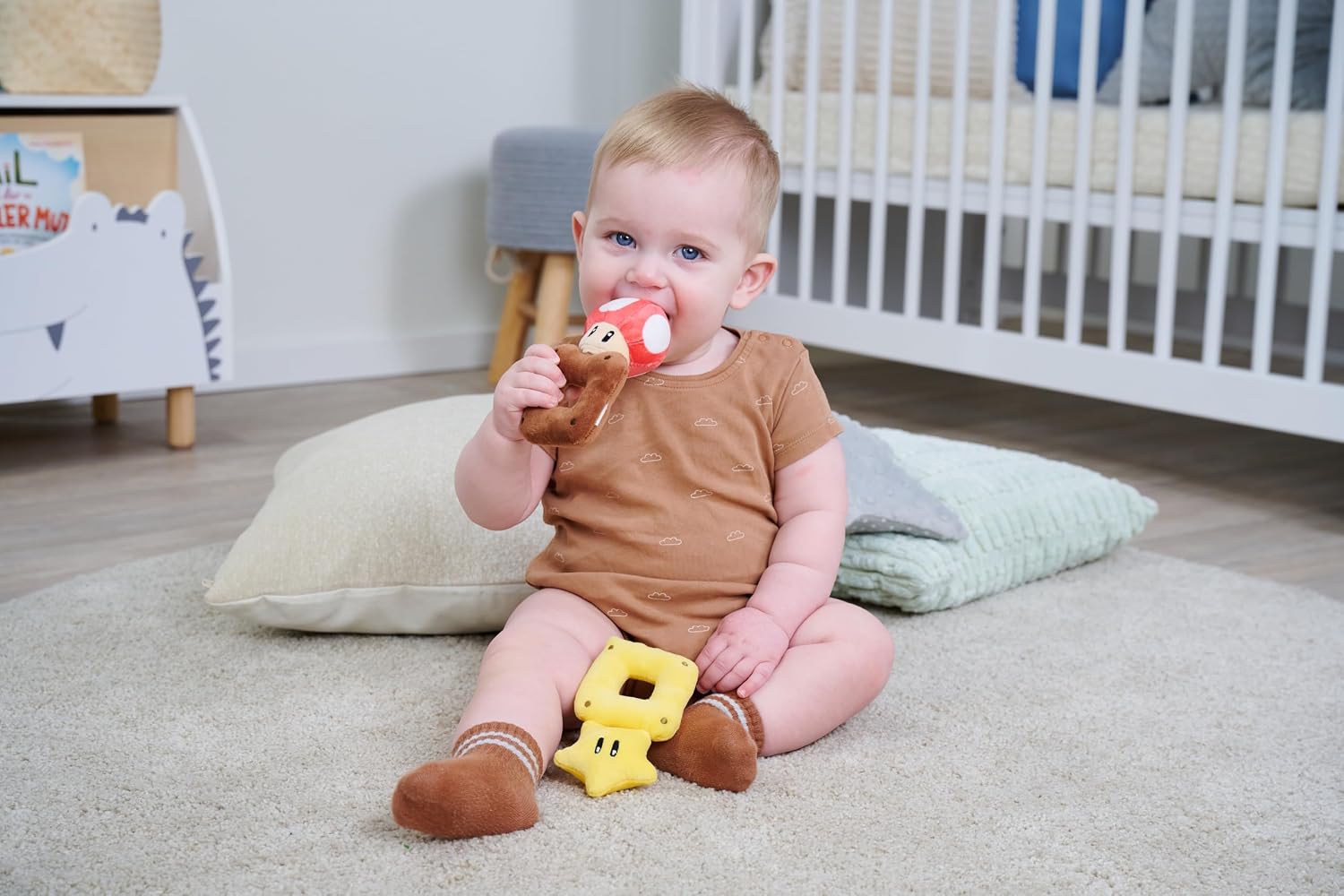 Super Mario Bros My Mario Mushroom Plush Rattle Baby Sensory Grab Toy Infant Newborn Super Mario Bros My Mario Mushroom Plush Rattle Baby Sensory Grab Toy Infant Newborn