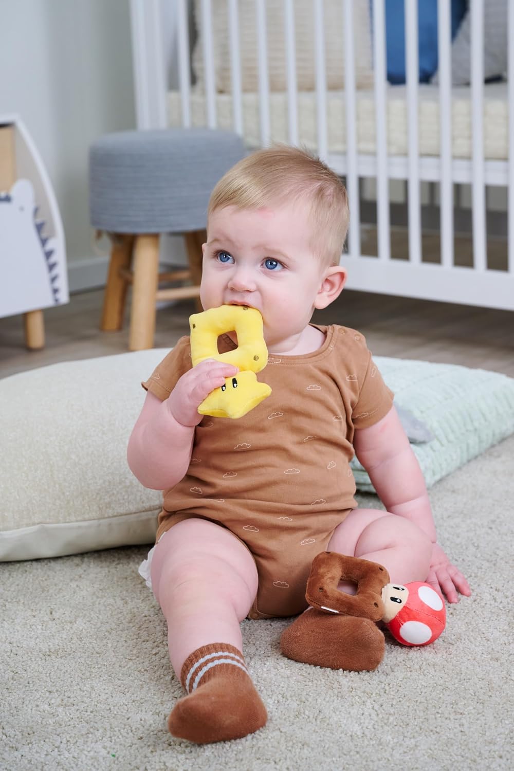 Super Mario Bros My Mario Mushroom Plush Rattle Baby Sensory Grab Toy Infant Newborn Super Mario Bros My Mario Mushroom Plush Rattle Baby Sensory Grab Toy Infant Newborn