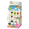 nanoblock-tamagotchi-138 Kawada nanoblock Tamagotchi mininano Blind Box First Generation Tamagotchi Mini Block Kit retail display box, featuring six collectible character designs and vibrant Tamagotchi-themed branding.