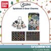 splatoon-gearcharm Bandai Splatoon 3 Gear Triple Custom Charm Acrylic Keychain Blind Box Shokugan displayed with its packaging and detailed close-ups of the various gear icon charms; officially licensed by Bandai.