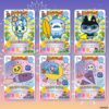 tamagotchi-gotchicard3-pack-6 The Tamagotchi New Gotchi Card 3 Bandai Carddass Trading Card Pack from the Tama Paradise Series includes six vibrant trading cards, each showcasing adorable animal characters in festive scenes with stars, fireworks, and space motifs. Every card features unique illustrations and Japanese text.