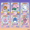 tamagotchi-gotchicard3-pack-7 Six Tamagotchi New Gotchi Card 3 Bandai Carddass trading cards from the Tama Paradise Series, featuring cute cartoon animals on pastel backgrounds in various poses, each with different symbols and numbers, arranged in two rows of three.