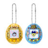tamagotchi-nanocolorful-mametchimemories-124 Two Bandai Tamagotchi Nano Colorful Mametchi Memories 30th Anniversary Vpet Virtual Pets on keychains: the left is yellow, featuring a pixel-style pet; the right is blue, displaying a larger pet character. Both have special 30th anniversary designs on their screens and shells.